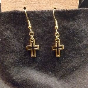 Gold Cross Earrings